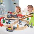 Hape 小火车轨道小镇运输收纳套 儿童益智玩具木制电动带车厢套装