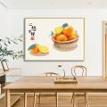 新中式餐厅装饰画客厅饭厅餐桌墙面横款水果壁画禅意柿柿如意挂画