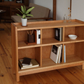 樱桃木现代落地书柜矮柜客厅收纳柜小户型简易实木小户型格子边柜