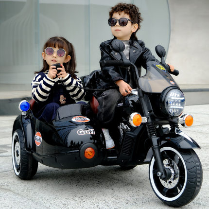 新款儿童电动摩托车儿童三轮车大号宝宝双人可坐玩具童车双胞胎车