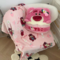 草莓熊盖毯可爱卡通蛋糕造型毛绒抱枕靠枕毯子二合一办公室空调毯