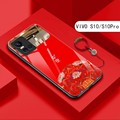 红色新款VIVOS10手机壳s12vivo中国风国潮T1玻璃S10PRO男女款s9e手机套s1pro网红s6情侣s5带镜子nex-a外壳v3