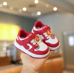 儿童板鞋过年鞋春秋新款2024红色福气女童运动鞋软底防滑男童鞋子