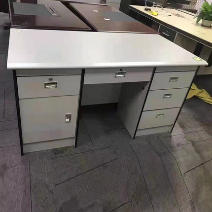 加厚板材银灰白色防火板办公桌电脑台单人职员桌财务桌家用写字台