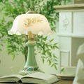 高颜值卧室台灯床头灯高级感美式复古绿色铃兰花朵玻璃法式氛围灯