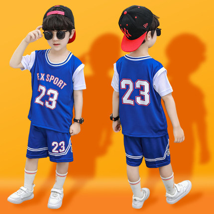 儿童篮球服套装男童小孩詹姆斯23号球衣幼儿园表演速干运动训练服