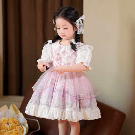 女童洛丽塔公主裙夏装新款儿童连衣裙萝莉装女宝宝蓬蓬裙超仙洋气