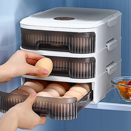 日本进口MUJIE冰箱鸡蛋收纳盒抽屉式自动滚动食品级家用保鲜神器