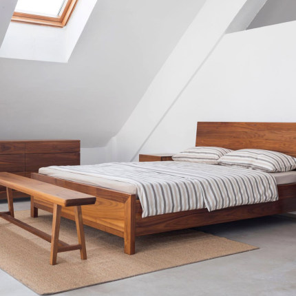 MUMO木墨 方直床 北欧黑胡桃红橡木原木双人实木床现代简约主卧床