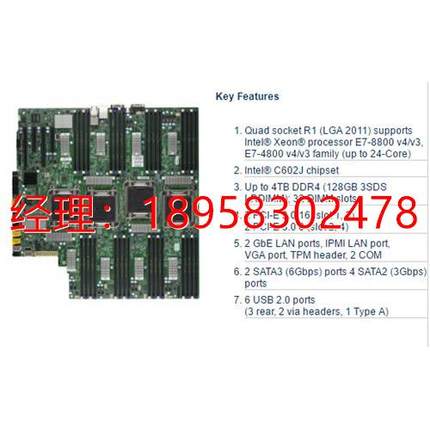 超微 X10QBL-4 支持E7-8890v3v4 四路cpu服务器主板 DDR4 2011针