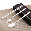 304不锈钢 便携式礼品 餐具套装 三件套装 筷子勺子 叉子户外旅行