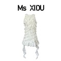 Ms XIDU【娜拉千金】重工白色连衣裙女夏法式吊带裙气质背心裙子