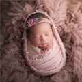 新生儿摄影道具珍珠毛边褶皱棉麻裹布垫布包布包裹宝宝拍照道具