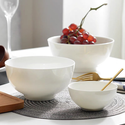 釉下彩纯白高骨瓷碗家用套装白色饭碗米饭碗陶瓷碗面碗汤碗餐具
