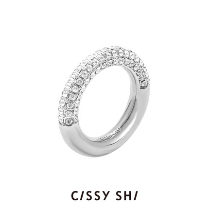 CISSY SHI 璀璨镶钻戒指女小众设计2023新款白金色高级简约尾戒