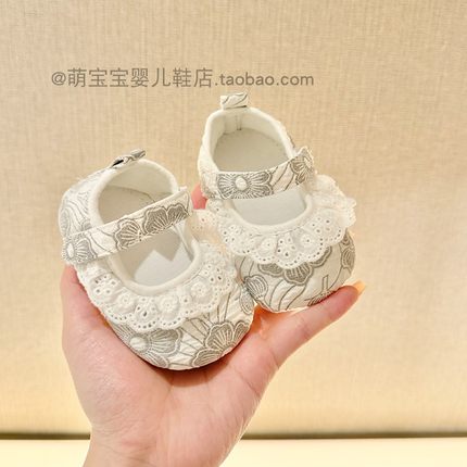 春秋新生婴儿0-1周岁女宝宝小香风5-8月公主鞋软底棉布透气步前鞋
