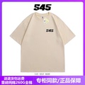 S45国潮短袖S45基础小标纯棉男女T恤重磅宽松圆领情侣装夏季新款