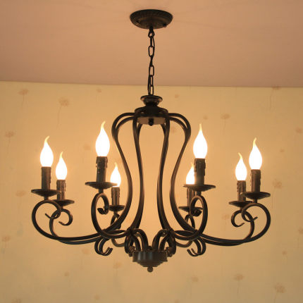欧式烛台客厅吊灯现代简约地中海餐厅卧室灯饰法式复古蜡烛吊灯具