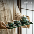 银山社鎏银功夫茶具套装中式茶壶银茶杯女士专用一壶两杯伴手礼盒