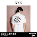 GXG男装    后背花卉绣花时尚圆领短袖T恤男生上衣 24年夏季新品