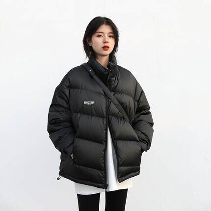 黑色立领羽绒棉服女短款冬季新款韩版bf宽松加厚面包服棉衣袄外套