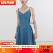 范洛2024夏季新款法式V领吊带连衣裙女收腰设计感小众气质小裙子
