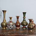 印度彩绘铜花瓶摆件轻奢高档复古插花客厅书房玄关桌面装饰品摆设