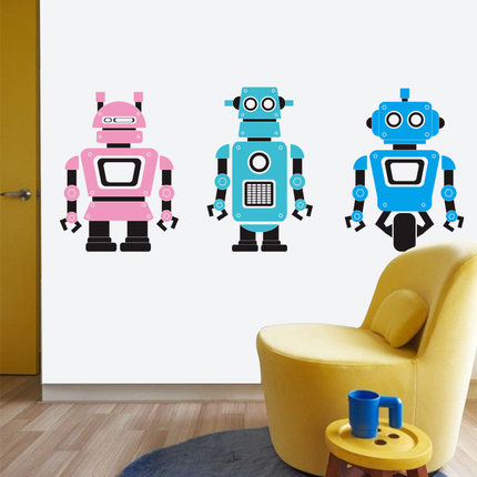 机器人装饰贴纸乐高玩具智力培训班装饰贴纸幼儿园卡通机器人贴画