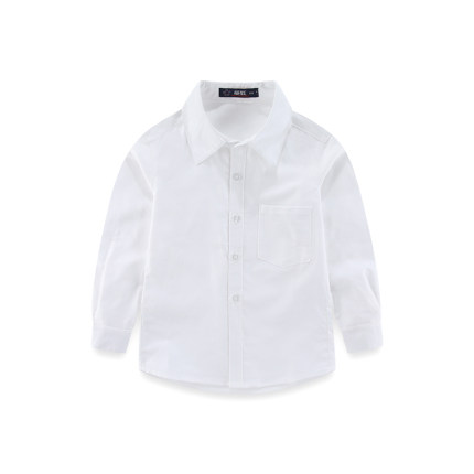 春季新款男童白色棉衬衫学生长袖白衬衣儿童装校服衬衣女童校服