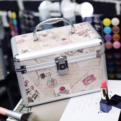 铝合金化妆箱手提多层大容量小号便携方品收纳箱盒韩国带锁化妆包