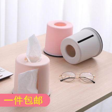 创意圆筒纸巾盒塑料圆形抽纸盒简约客厅用家用欧式卷纸筒桶卫生纸