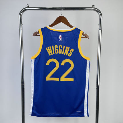 23-24新赛季勇士队22号维金斯球衣 Andrew Wiggins热压篮球服 蓝