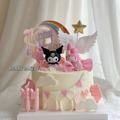 女孩生日卡通蛋糕装饰摆件小兔子KT猫彩虹星星翅膀烘焙甜品台插件