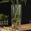 水晶玻璃透明大号花器百合富贵竹仿真插花四方直筒落地花瓶摆件