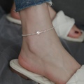 s925纯银碎银珍珠脚链女2024新款爆款高级感轻奢小众波光粼粼脚环