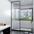 一字型极窄玻璃门卫生间浴室半隔断简易屏风洗手间干湿分离浴屏