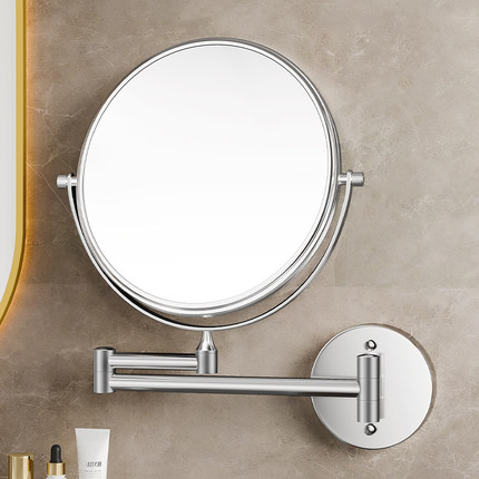 免打孔化妆镜浴室壁挂墙贴酒店双面美容镜伸缩折叠卫生间放大镜子