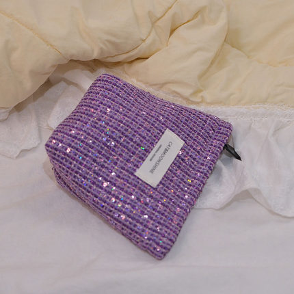 高级感紫色小香风大容量化妆包收纳包便携洗漱包水乳刷大小号补妆