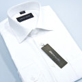 皮尔卡丹衬衫PierreCardin宽松欧版商务浅蓝色白色提花男长袖衬衣
