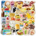50张卡通牛奶面包蛋糕食物形状贴纸防水儿童认知行李箱装饰贴画