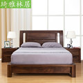 北美黑胡桃原木双人床1.8米现代简约全实木成人婚床卧室家具定制