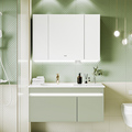 浪鲸卫浴浴室柜组合套装抹茶奶绿洗手盆洗脸盆柜组合智能美妆镜