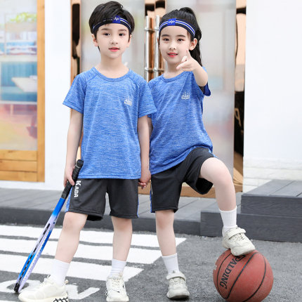 儿童装男童女童短袖套装夏季夏装帅气中大童运动速干篮球衣服网眼