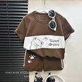 2024新款儿童短袖套装条纹女童童t桖夏季婴儿衣服韩版童装