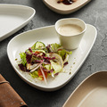 沙拉盘西餐牛排盘酒店餐厅创意异形陶瓷餐具意境菜摆盘子带酱料杯