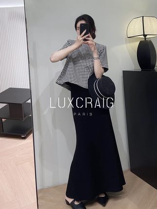 LUXCRAIG法式小洋装黑色连衣裙子高级感小香风气质女装套装裙子