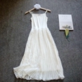 白色雪纺吊带裙长裙