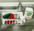 日本进口吸盘厨房水槽钢丝球抹布架刷碗海绵控水盒洗碗巾收纳整理