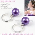 韩国优雅小女人 高贵紫色珍珠无耳洞耳夹假耳环 简约时尚短款精致