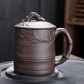 紫砂办公茶杯定制家用泡茶杯刻字带盖子陶瓷个人水杯大容量喝水杯